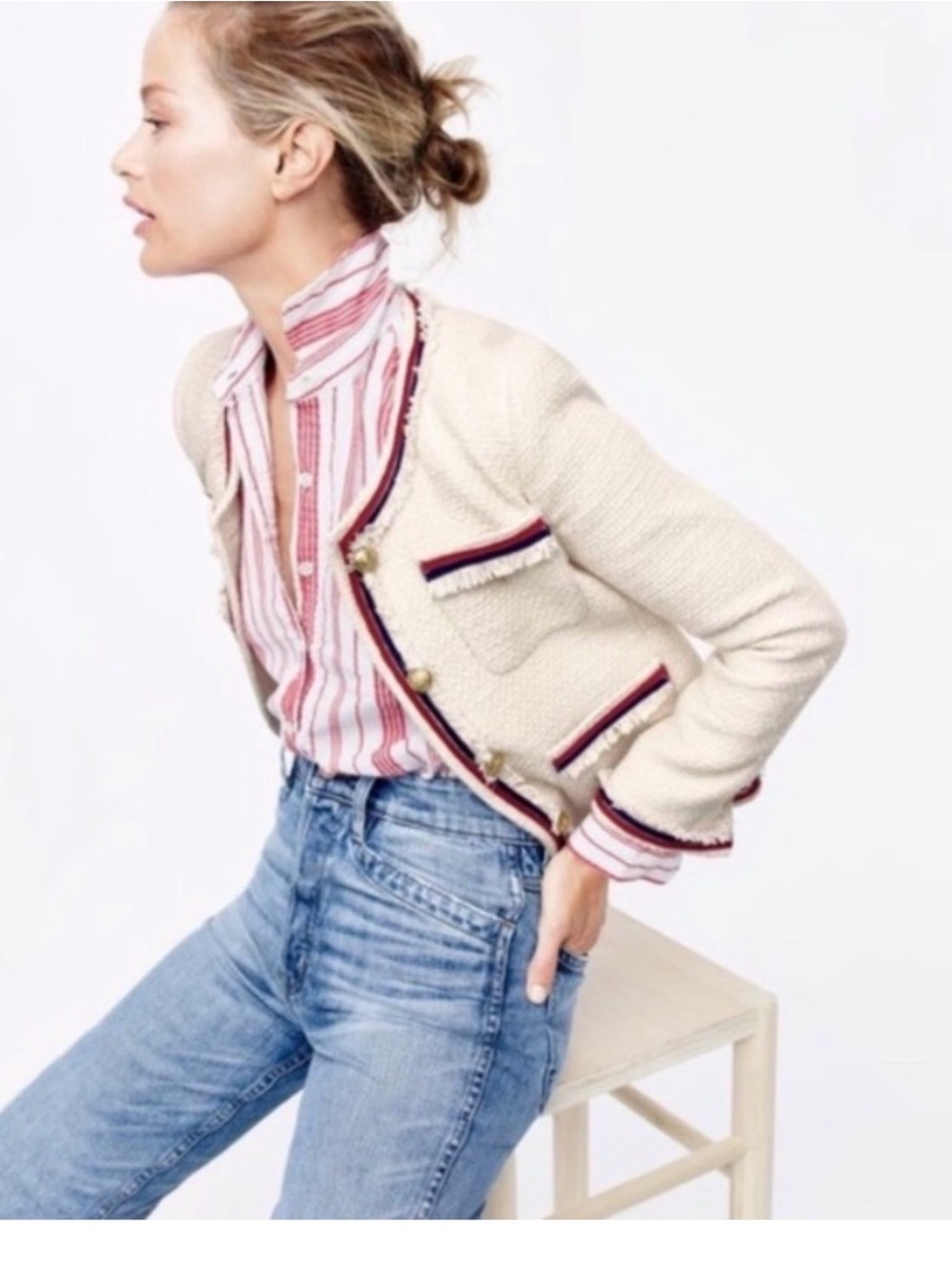 J.crew Fringy Tweed Jacket lady Blazer 00